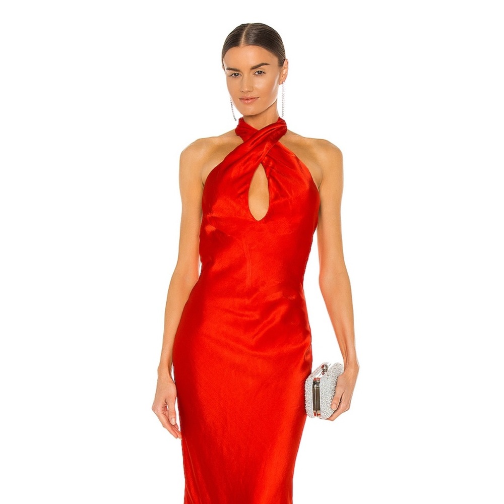 Claudia Bias Cut Dress in Lipstick Red